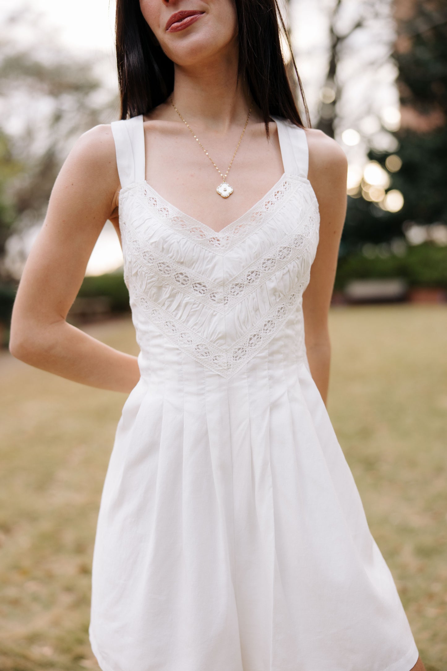 Embroidered Pleat Romper