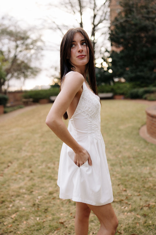 Embroidered Pleat Romper