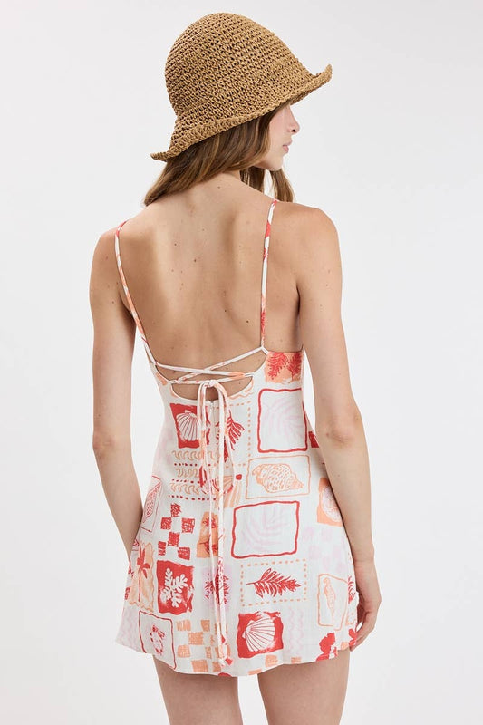 Coral Patchwork Mini Dress