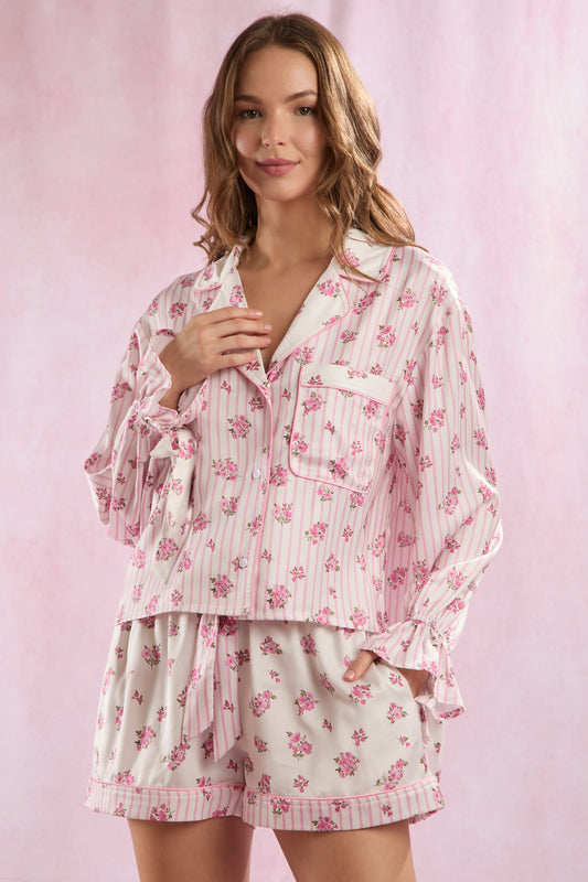 Dreamy Stripes & Petals Pajama Set