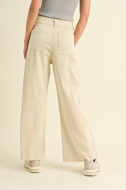 Wide Leg Beige Pants