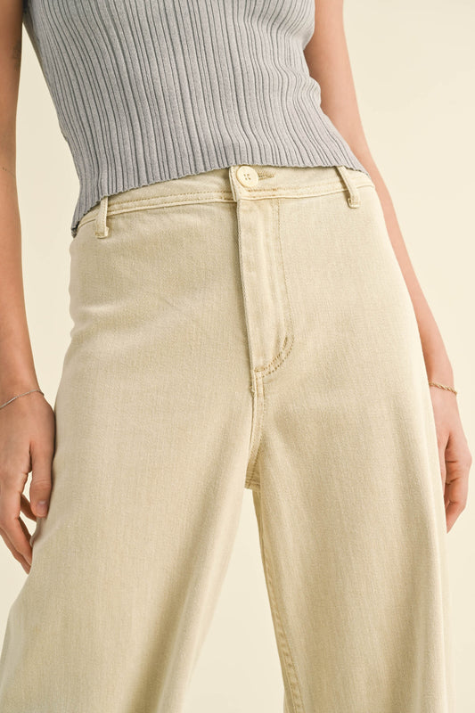 Wide Leg Beige Pants