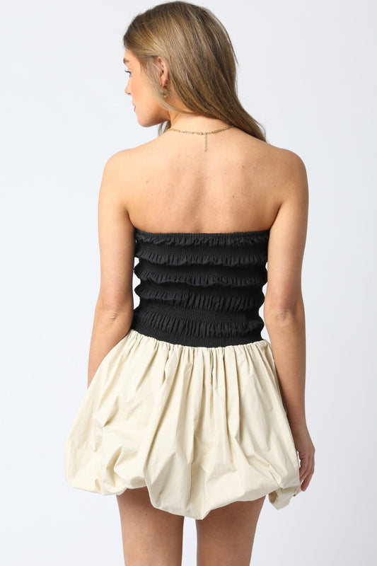 Black & Beige Bubble Dress