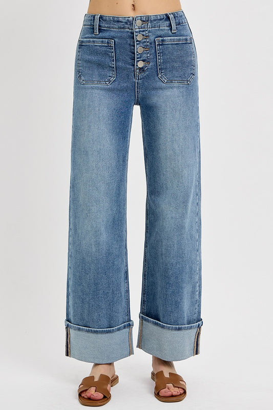 Chloe Cuffed Jeans - Medium Wash