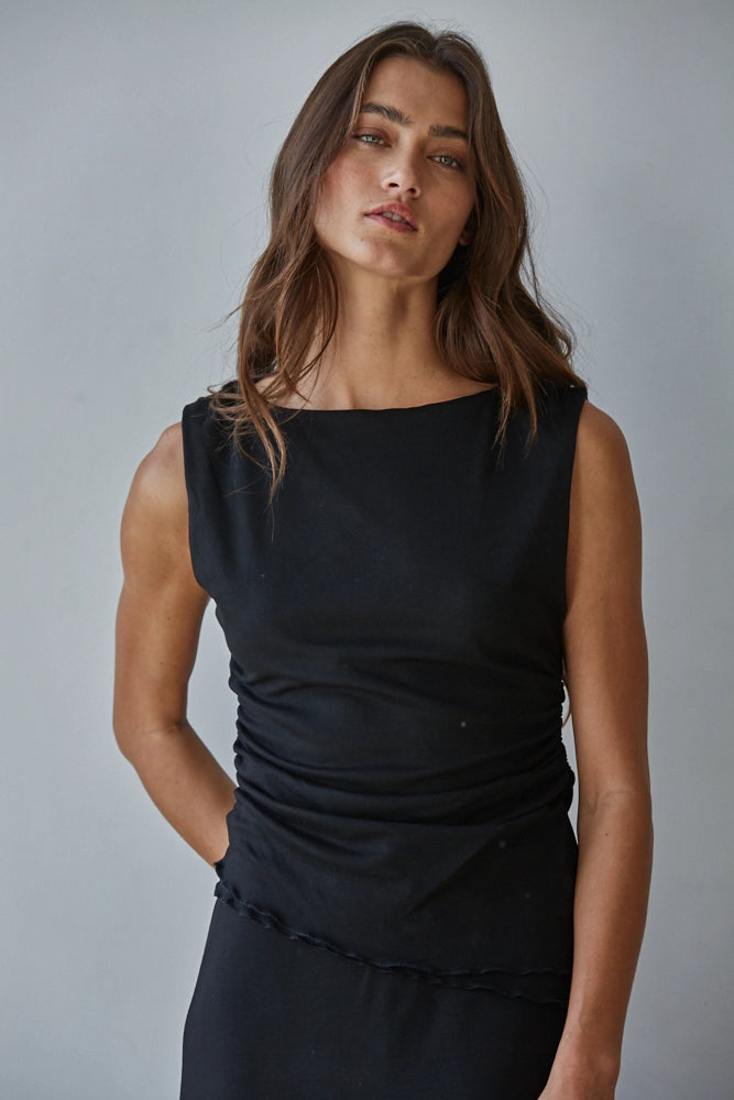 Double Layered Black Asymmetrical Tank