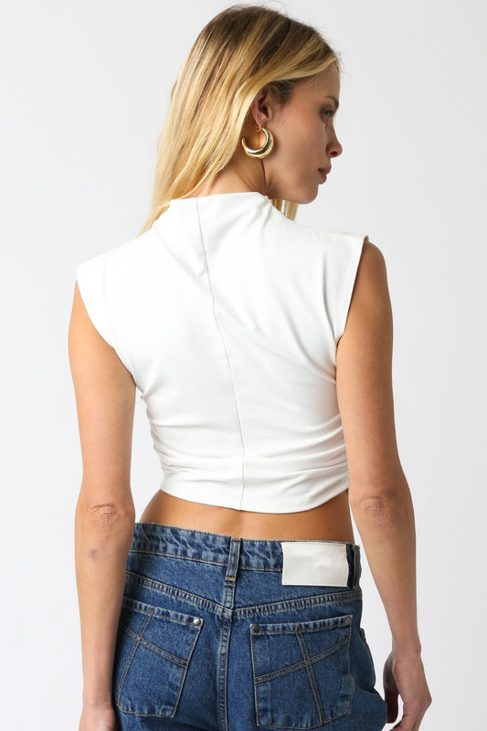 White High Neck Top