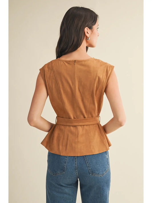 Suede Buckle Top