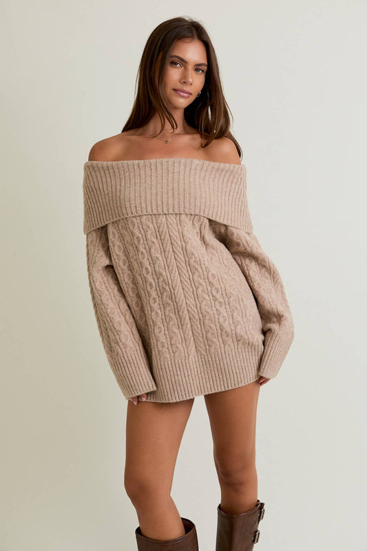 Off Shoulder Oversized Knit Top