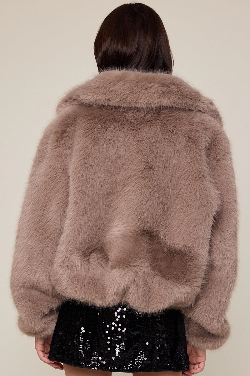Cozy Faux Fur Jacket- Beige