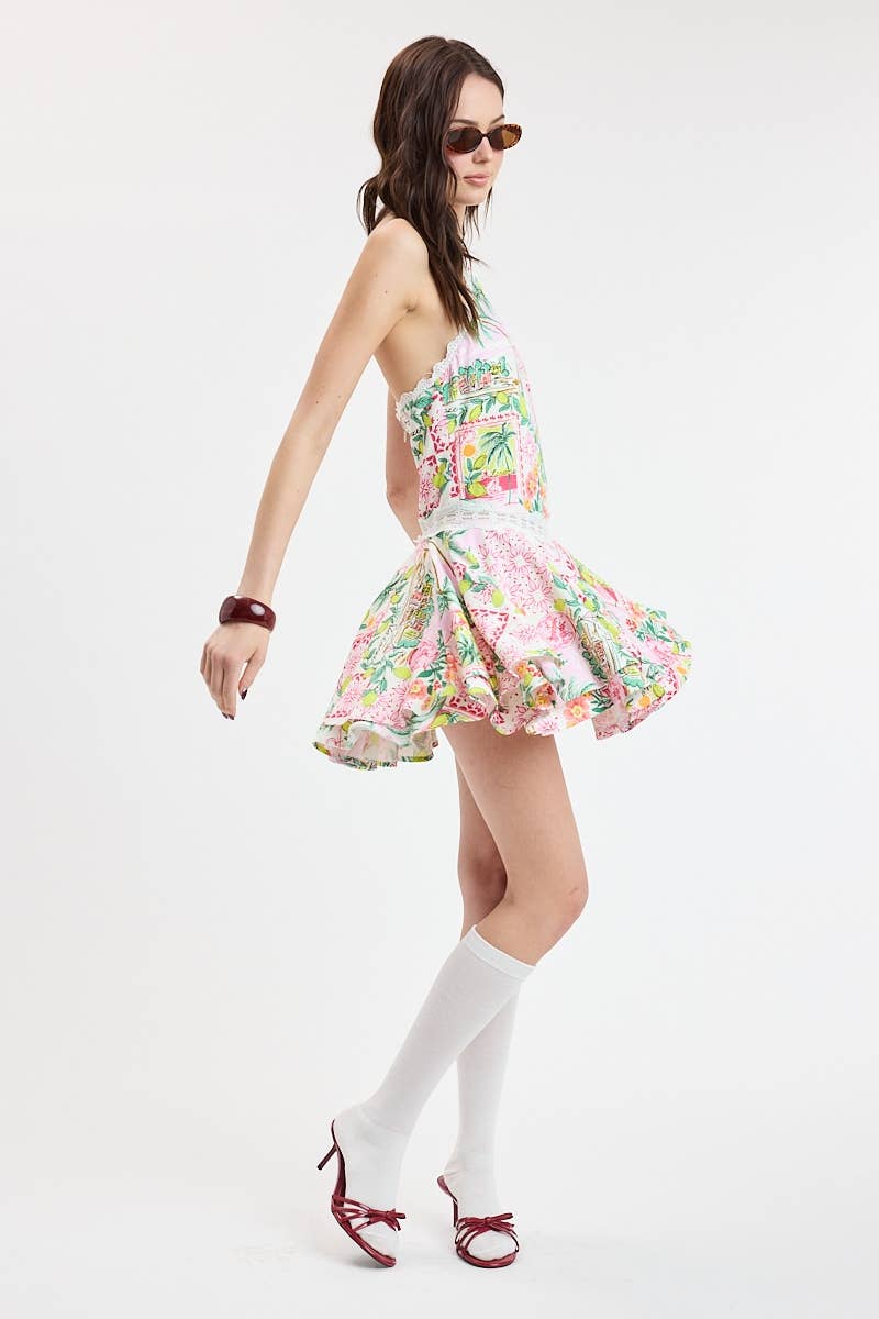 Pink Palm Mini Dress