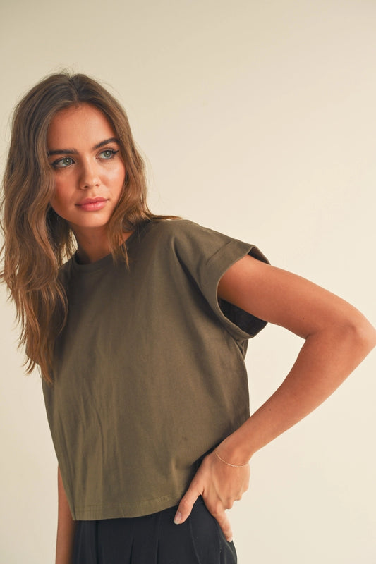 Olive Relaxed Boxy Tee