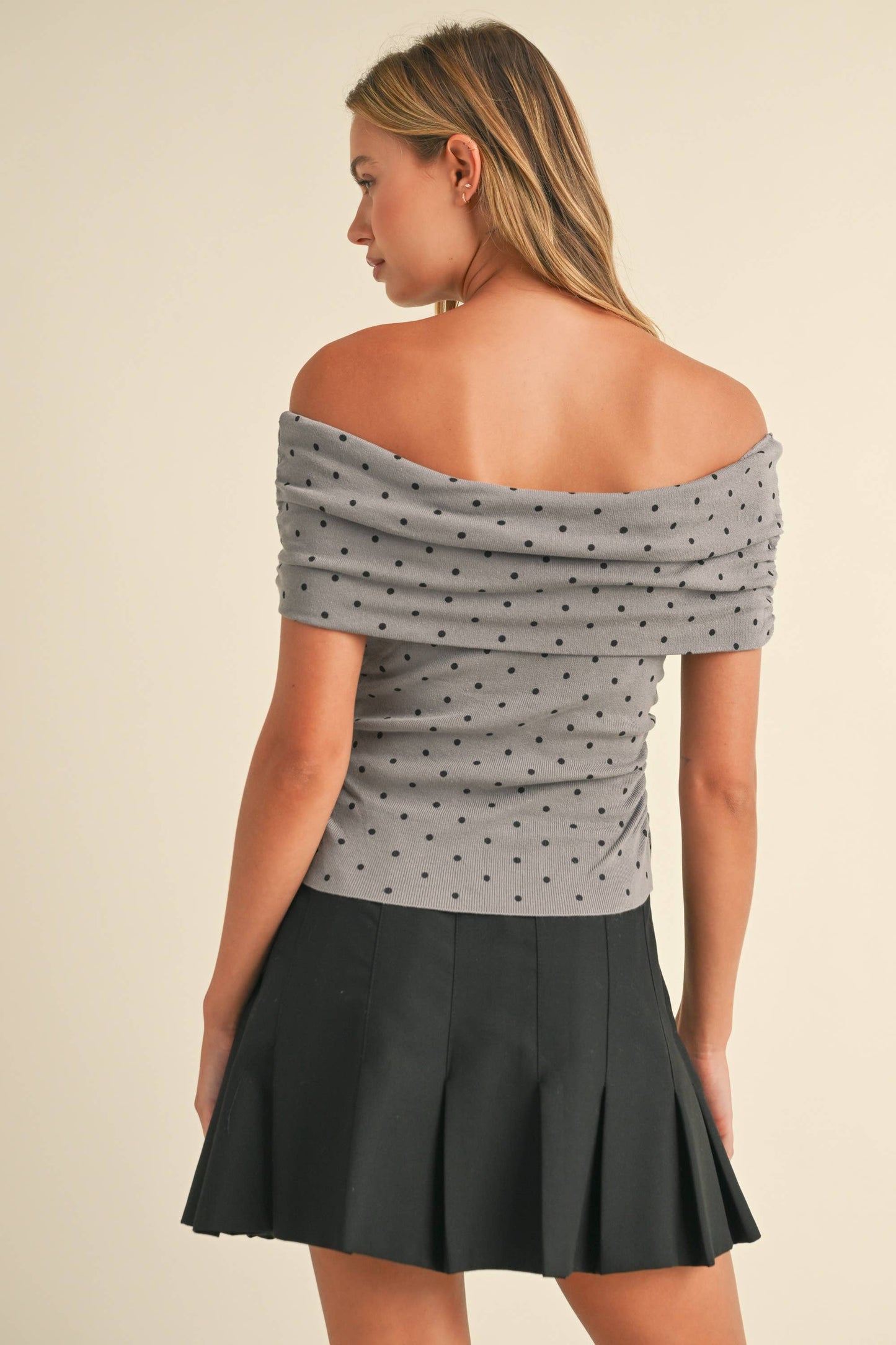 Off Shoulder Winter Polka Dot Top