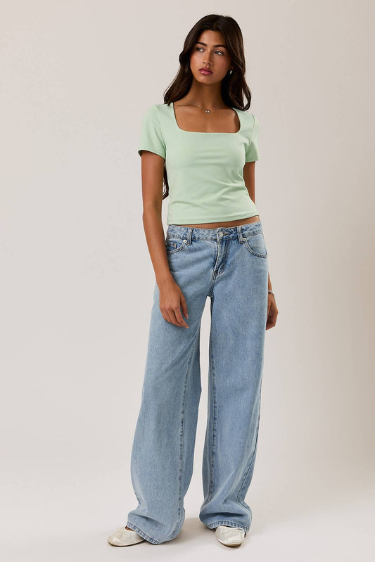 Square Neck Basic Tee- Mint