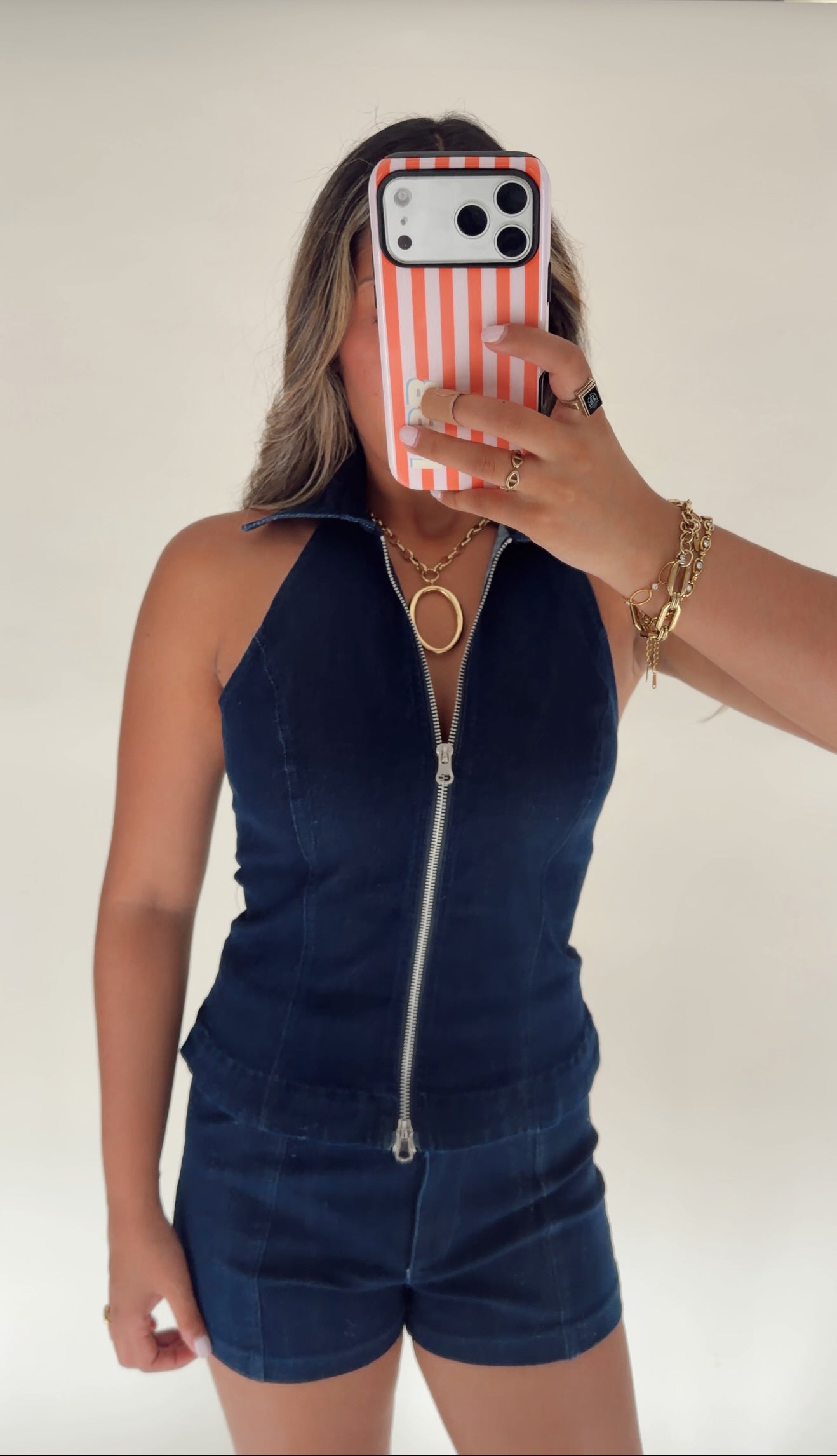 Double Zip Denim Set