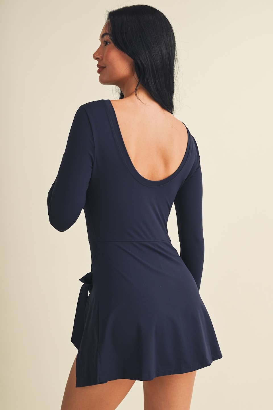 Navy Front Tie Wrap Dress