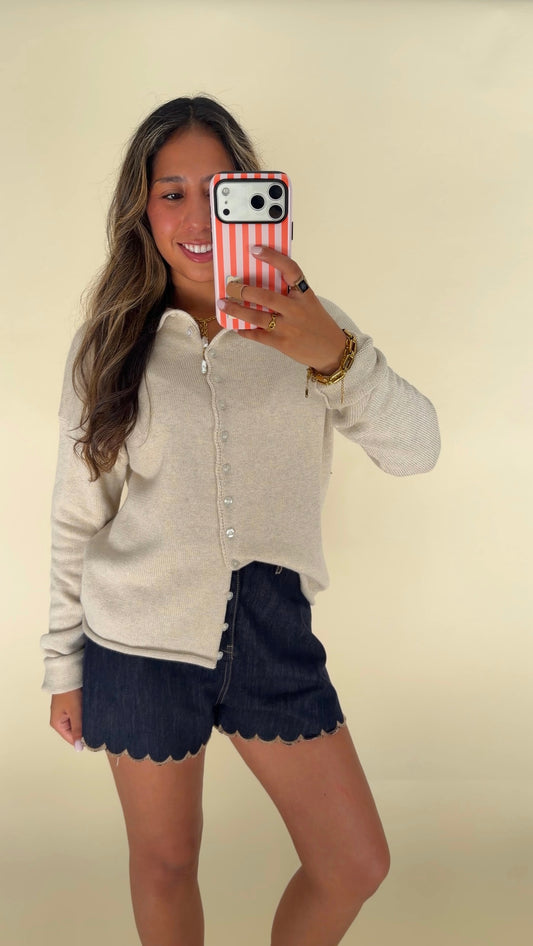 Elisa Button-Up - Light Oatmeal