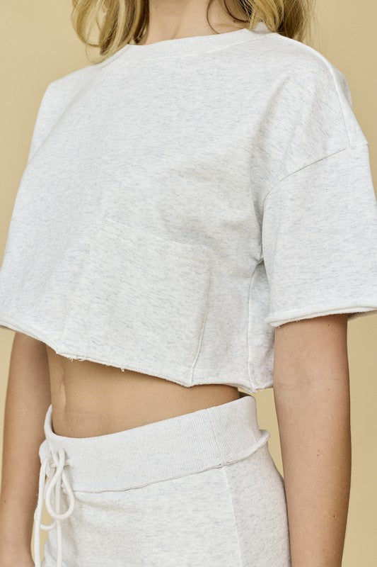 Light Grey Crop T-Shirt and Skort Set