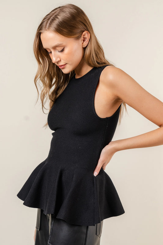 Black Peplum Tank Top