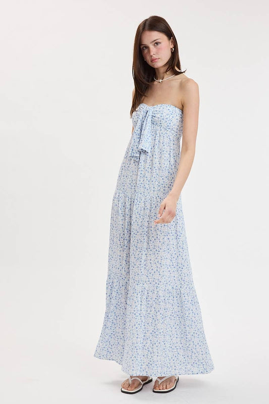Ditsy Front Tie Maxi Dress