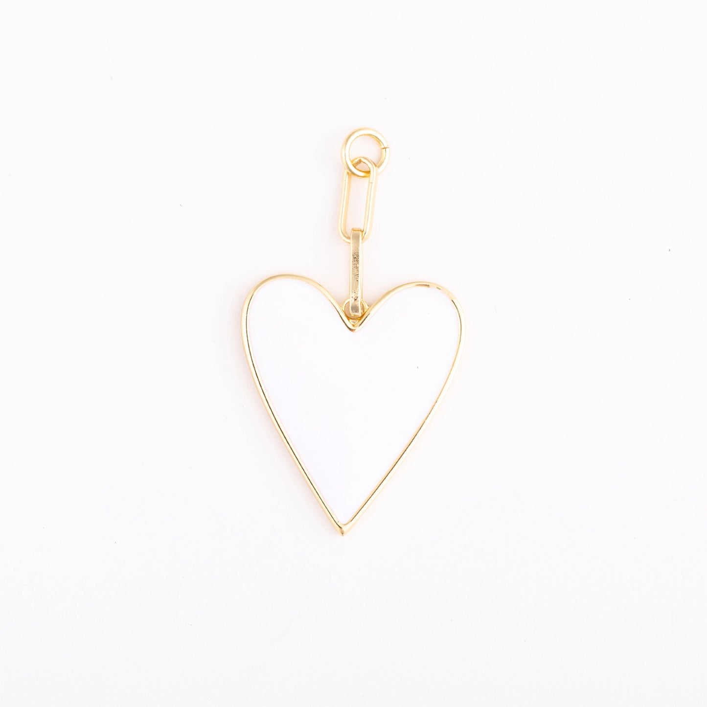 White Enamel Heart Charm