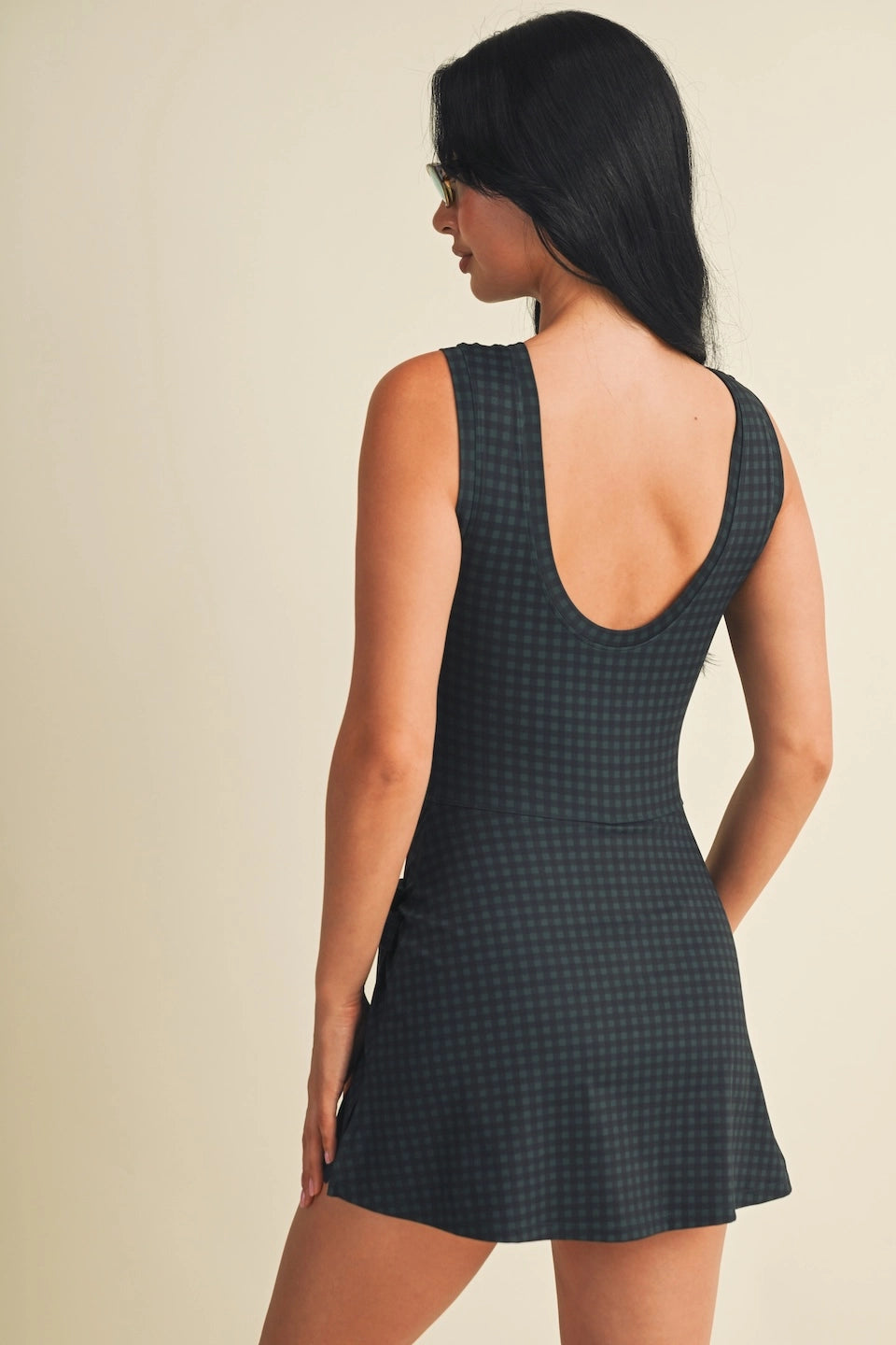 Evergreen Gingham Front Tie Wrap Dress