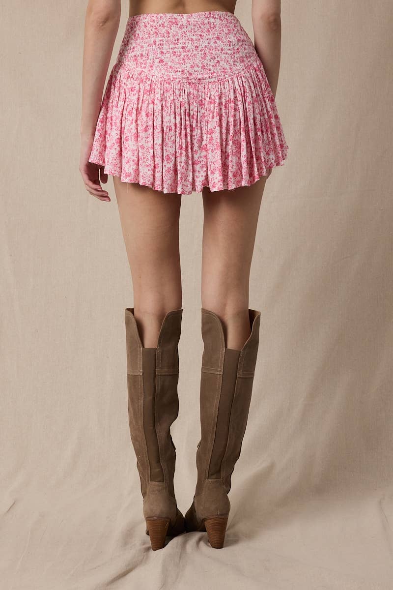 Lace Up Floral Skort