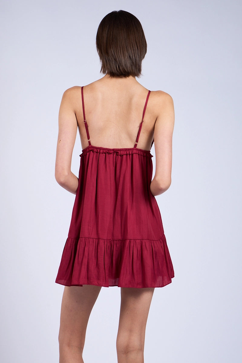 Night Wine Satin Mini Dress