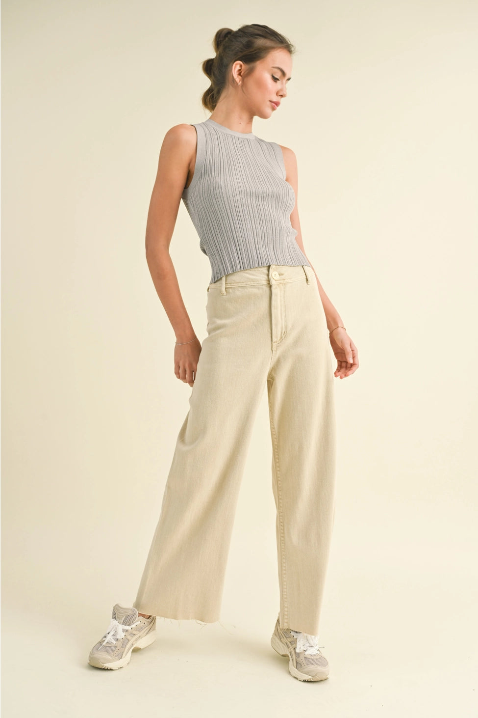 Wide Leg Beige Pants