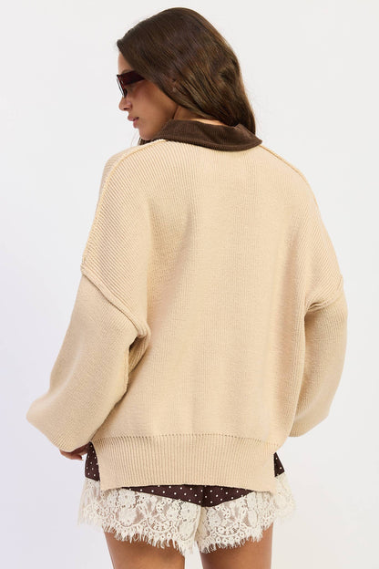 Chocolate Collar Oversized Sweater