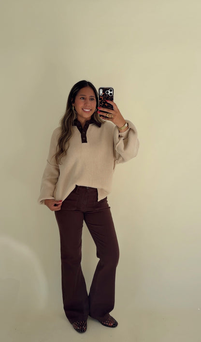 Chocolate Collar Oversized Sweater