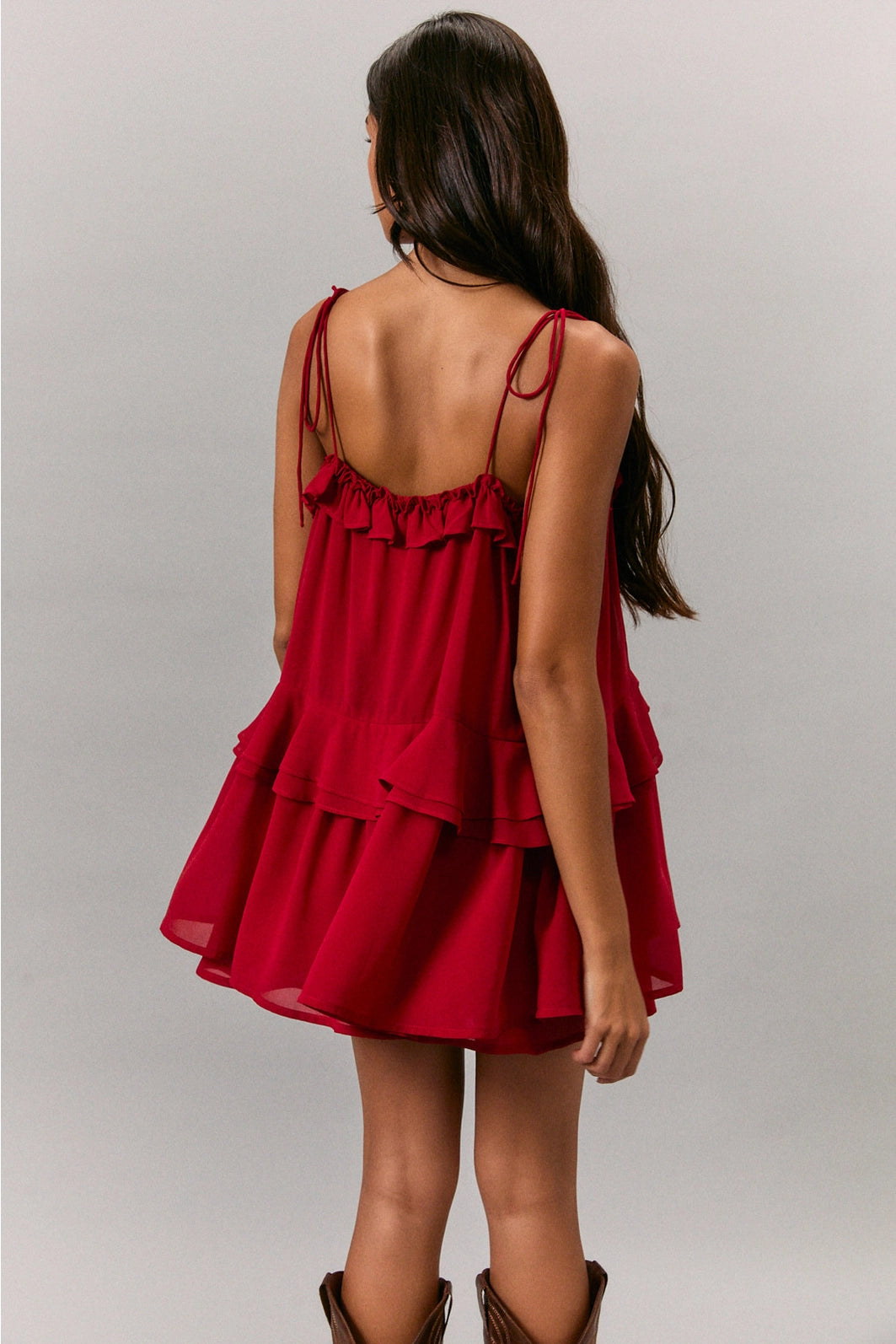 Ruffle Maroon Mini Dress