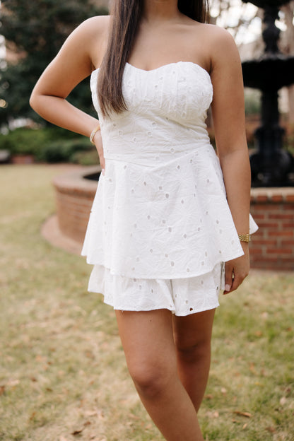 Off White Everly Eyelet Romper