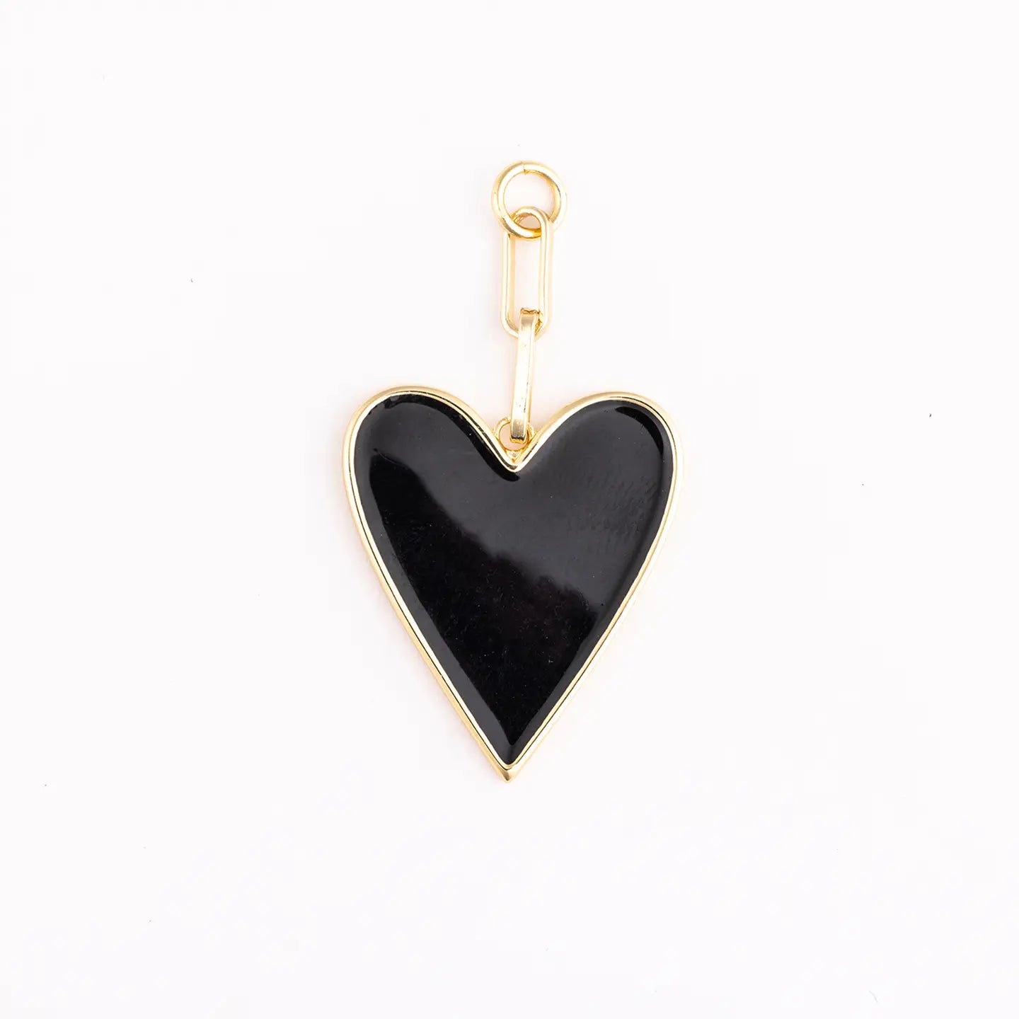 Black Enamel Heart Charm