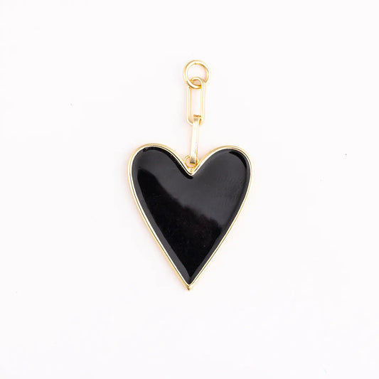 Black Enamel Heart Charm