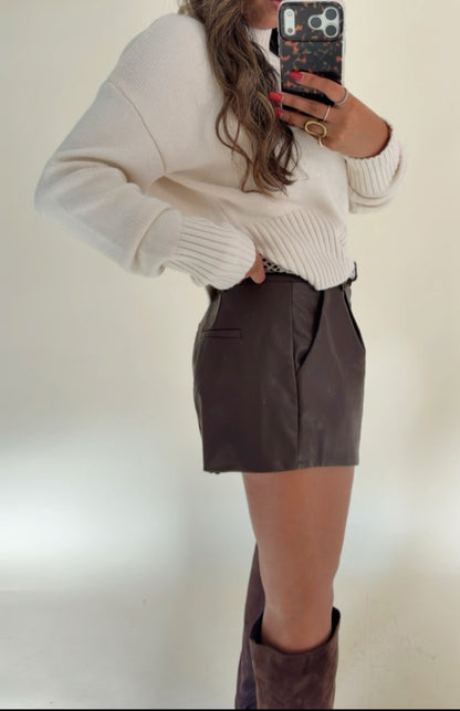 Brown Leather Shorts