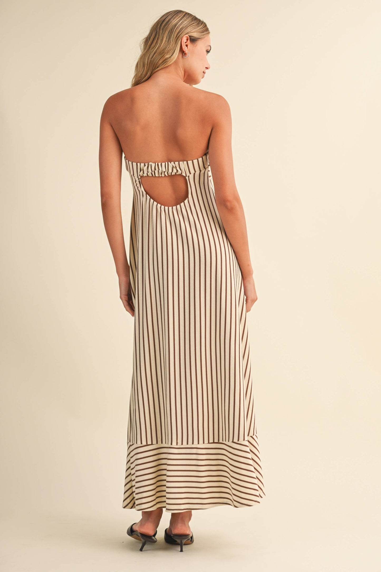 Cream/Brown Jersey Midi Dress
