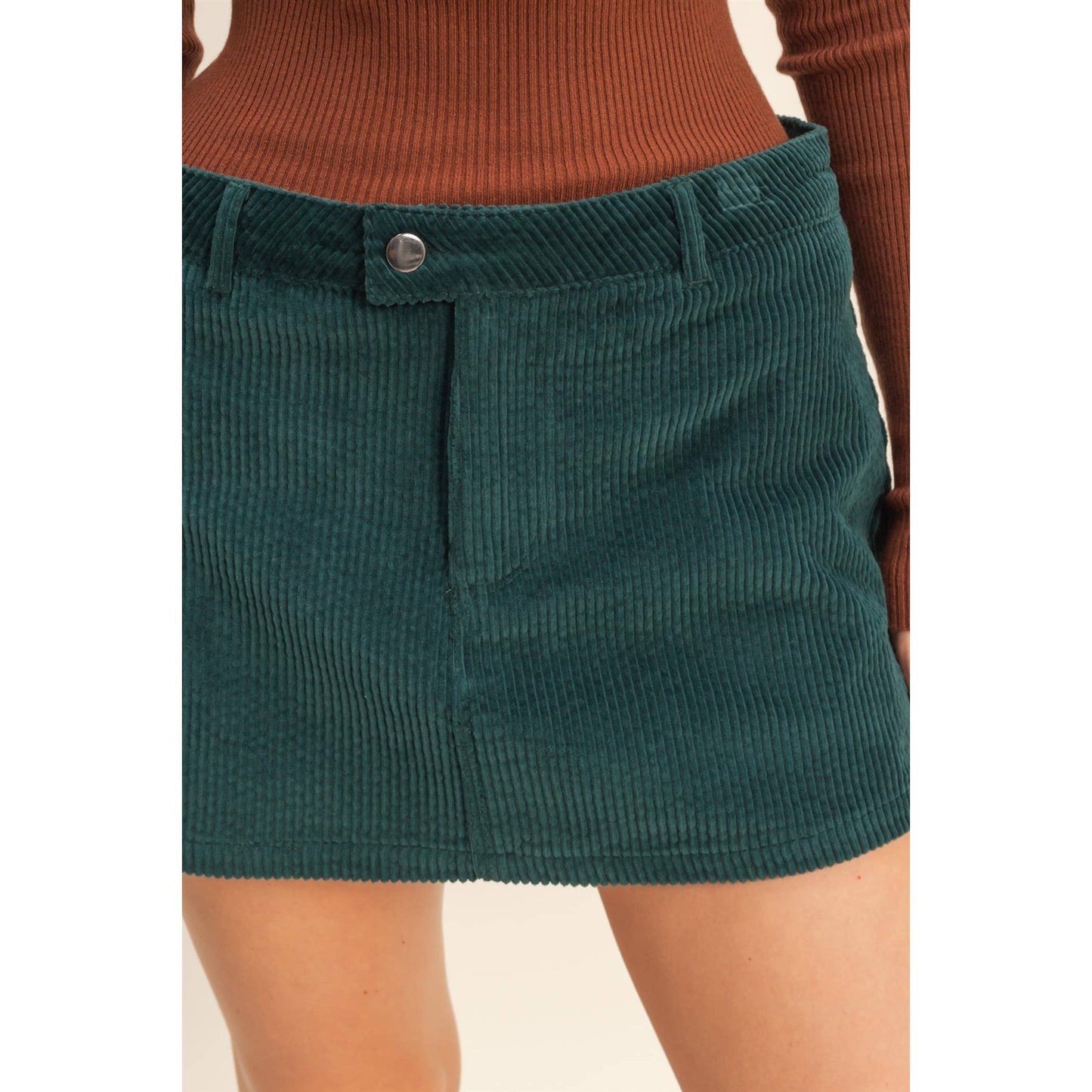 Deep Green Corduroy Mini Skirt