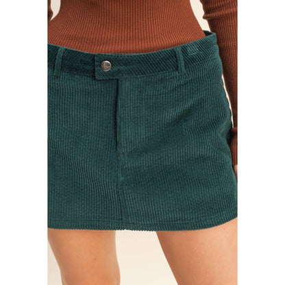 Deep Green Corduroy Mini Skirt