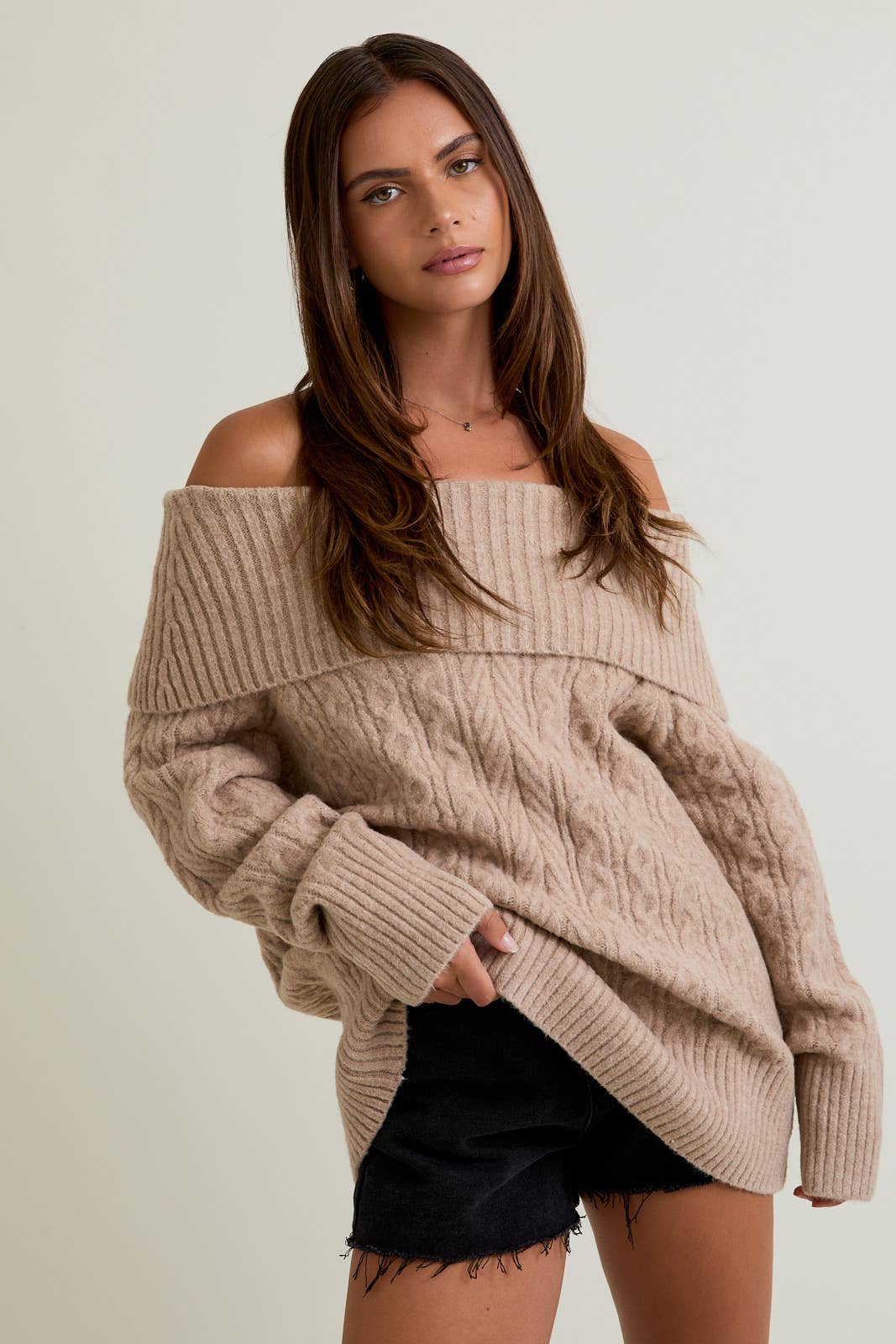 Off Shoulder Oversized Knit Top