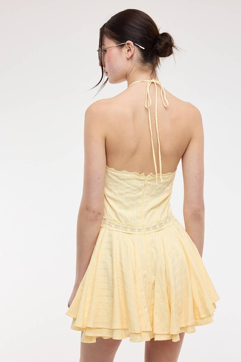 Halter Tie Laced Mini Dress
