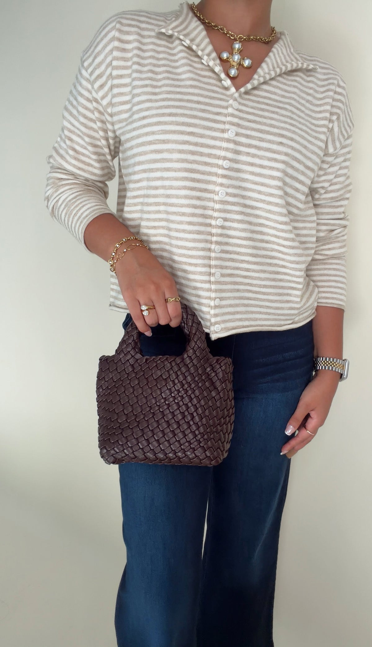 Dark Brown Woven Mini Bag