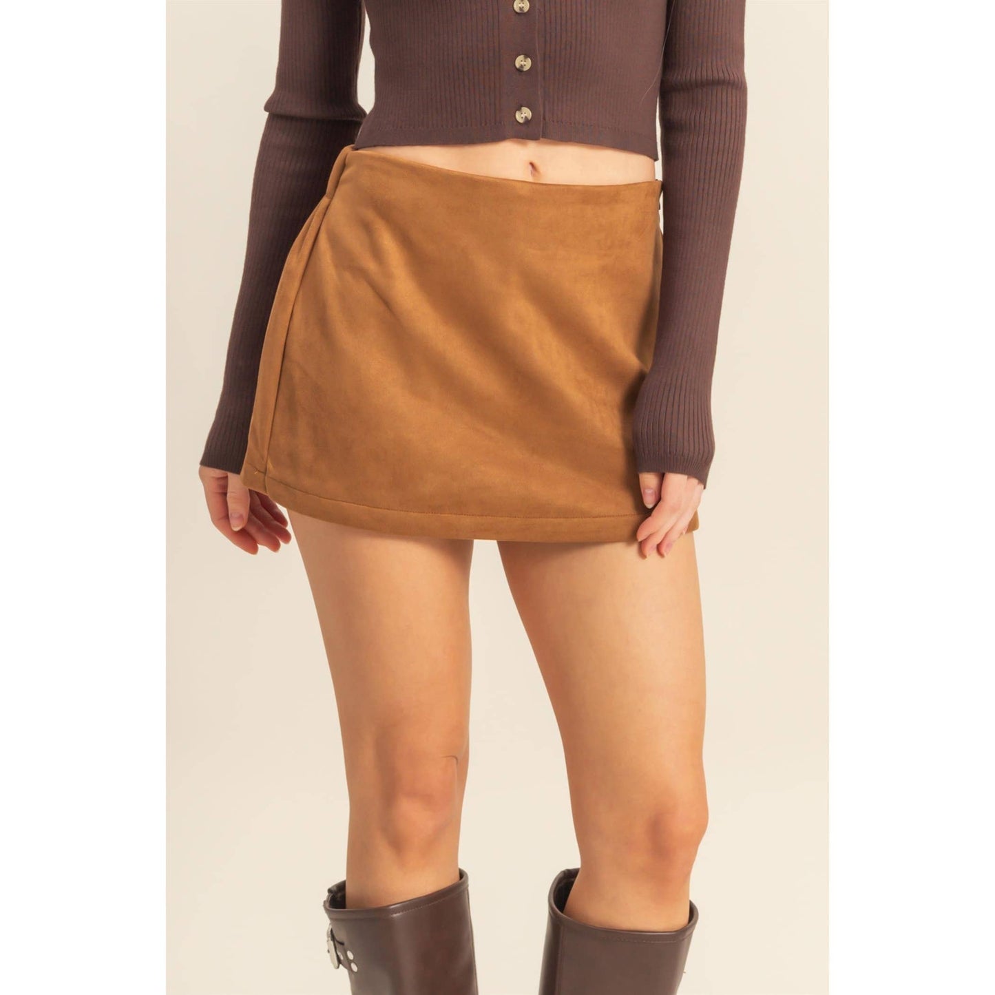 Camel Suede Skort