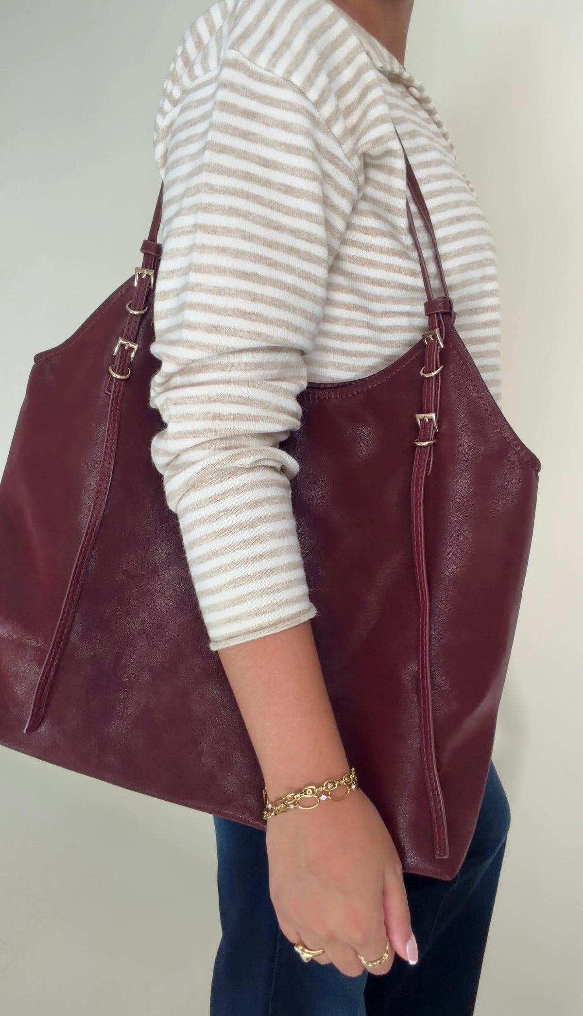 Monroe Tote- Dark Maroon