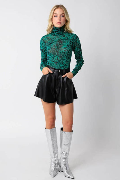 Black Flare Faux Leather Shorts