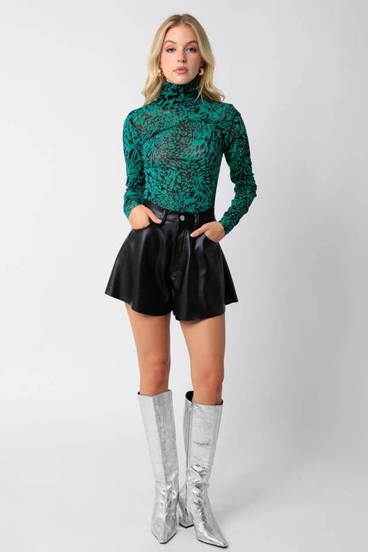 Black Flare Faux Leather Shorts