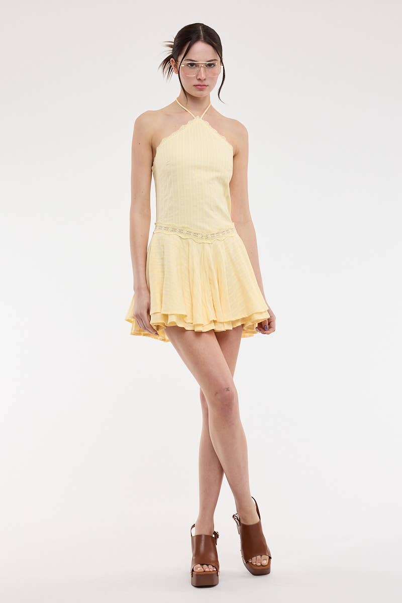 Halter Tie Laced Mini Dress