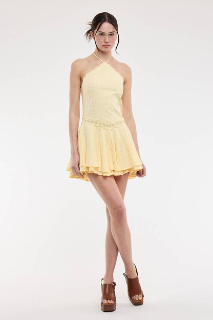 Halter Tie Laced Mini Dress
