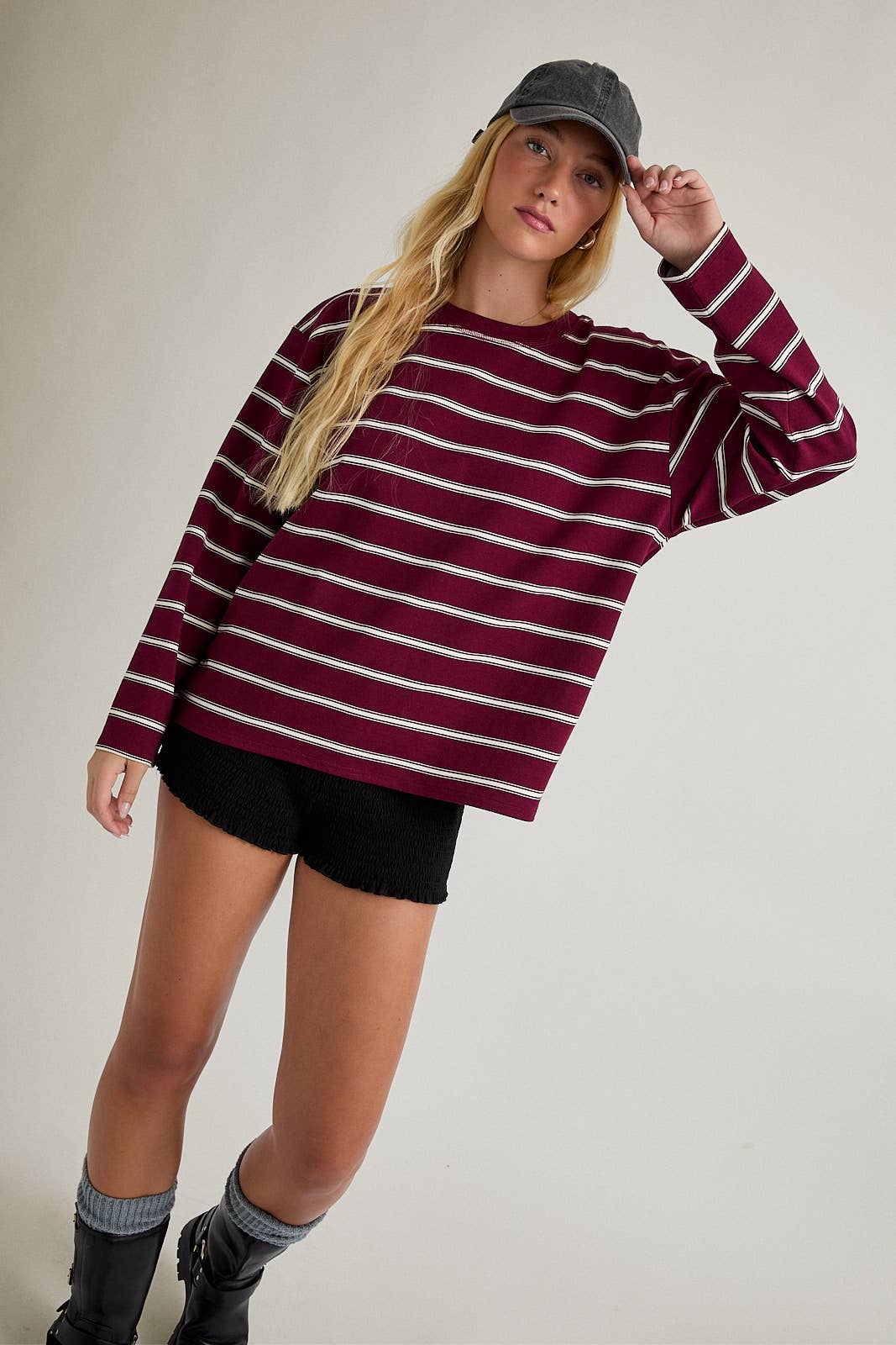 Maroon Stripe Lounge Top