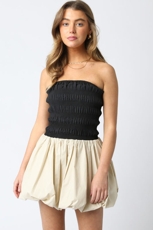 Black & Beige Bubble Dress