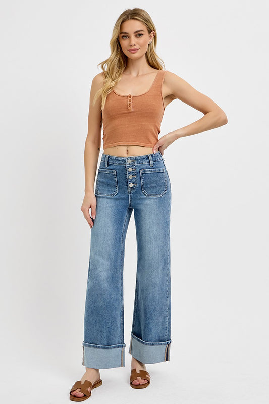 Chloe Cuffed Jeans - Medium Wash